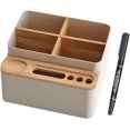 thumbnail image 1 of Caja de almacenamiento de papelería con portalápices de escritorio de madera, 1 of 5