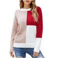 thumbnail image 3 of Lilgiuy Women's Loose Pullover Cloud Sweater Long Sleeve Crew Neck Tops Shirt Crew Neck Sweate Red for 2022, 3 of 5