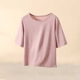 thumbnail image 2 of KyCheLot Womens Plus Size T-Shirts Solid Color Round Neck 1/2 Length Sleeve Tops Summer Beach Vacation T-Shirts, 2 of 7