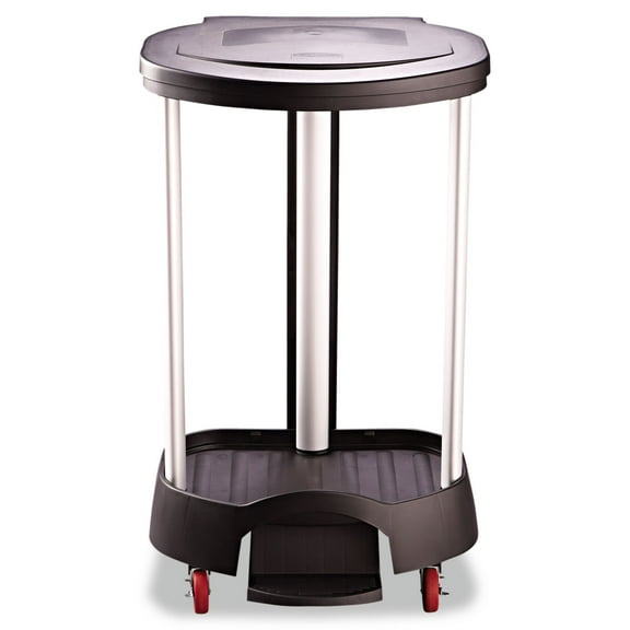 Rubbermaid Premium Step-on Linen Hamper, 30 Gal, 20.38w X 22.25d X 37.88h, Aluminum/plastic, Black