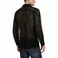 thumbnail image 4 of Toimothcn Shirt For Men Sexy Hollow Out Mesh Long Sleeve Casual Shirt Comfortable Loose Tee Shirts Comfy Mens Summer Clothes, 4 of 9