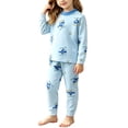 thumbnail image 7 of Amidoa Boys 2 Piece Outfits Fall Winter Clothes Print Soft Long Sleeve Top and Casual Pants Kids Clothing Sets Size Blue 90, 7 of 7
