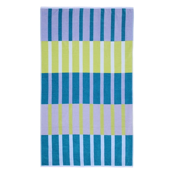 Hometrends Cotton Beach Towel, Multi Stripe Lilac, 1 Piece, 40" x 70"