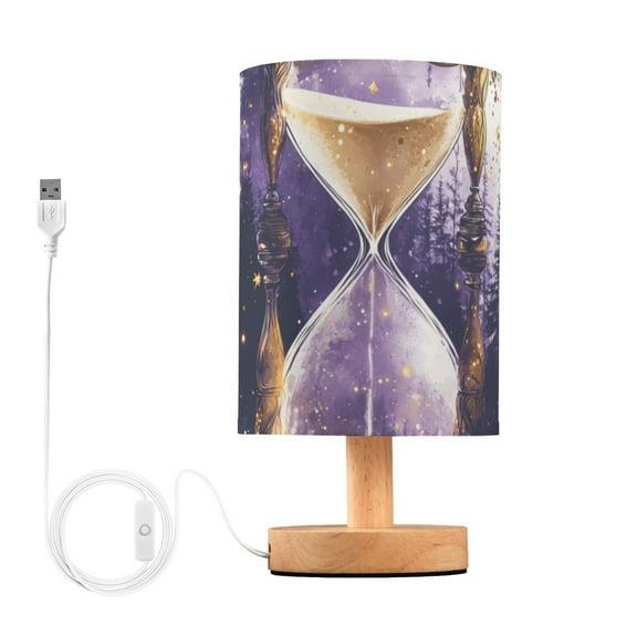 Purple Hourglass Forest Table Lamp for Desk Nightstand Lamp with USB Modern Gifts for Bedroom Living Room Kids Room