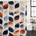 thumbnail image 2 of Xipuska Navy Blue Burnt Orange Botanical Shower Curtain - Water Repellent Fabric Shower Curtains Washable, Vintage Leaves Decorative Polyester Cloth Bathroom Curtains Modern Bath Decor 36"x72", 2 of 6