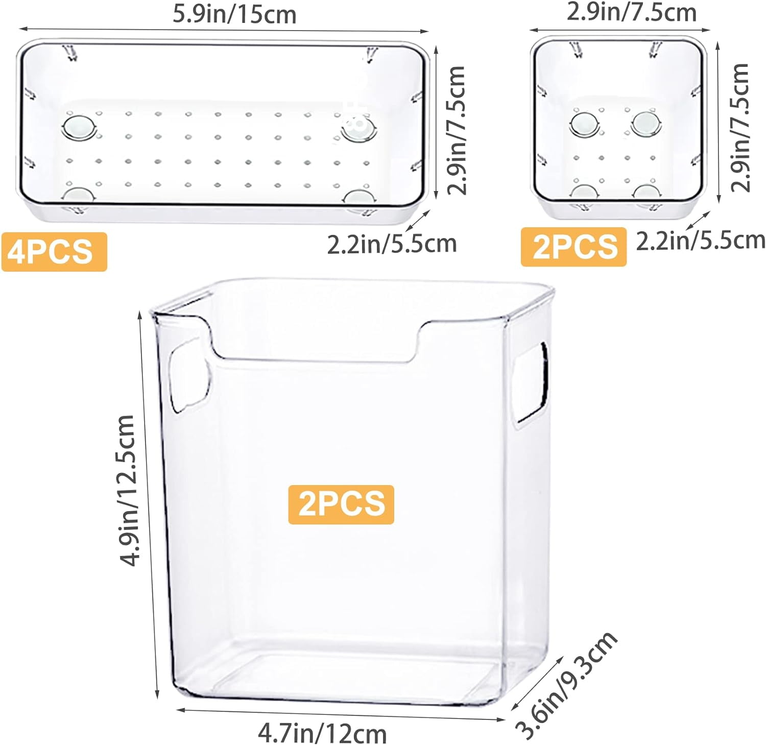 10Pcs Plastic Pantry Organization and Storage Bins with Drawer Organizers Clear Fridge Organizer for Kitchen Snack Cabinet Freezer Countertops