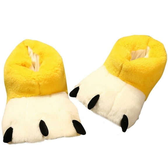 FOMIYES Winter House Slipper Plush Yellow 1 Pair 11.8x6.7in