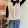 thumbnail image 3 of Waistcoat Sleeveless Button Vest Casual Loose Top Solid Color Sweater, Apricot, 3 of 9