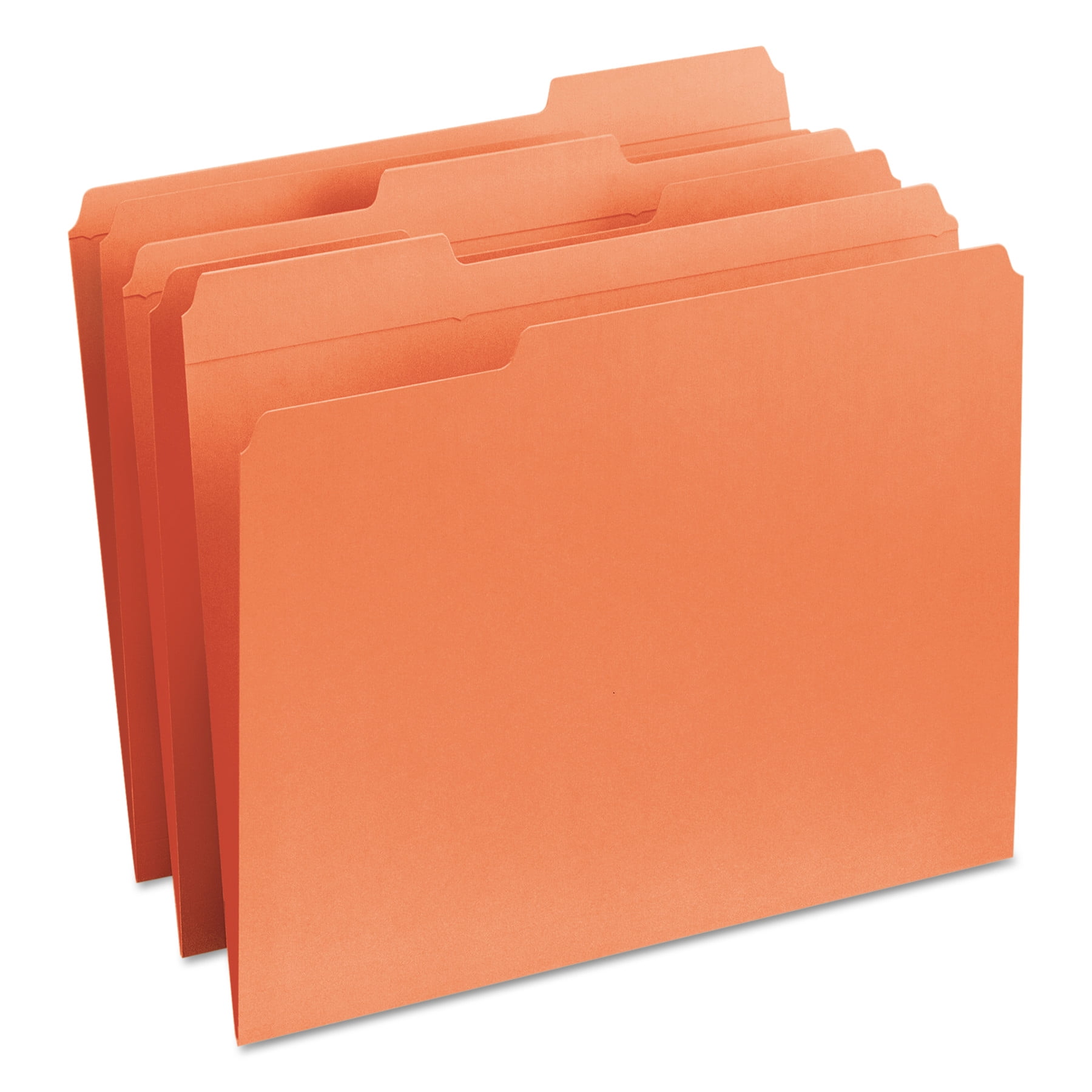 Smead 12534 File Folders, 1/3 Cut, Reinforced Top Tab, Letter, Orange, 100/Box