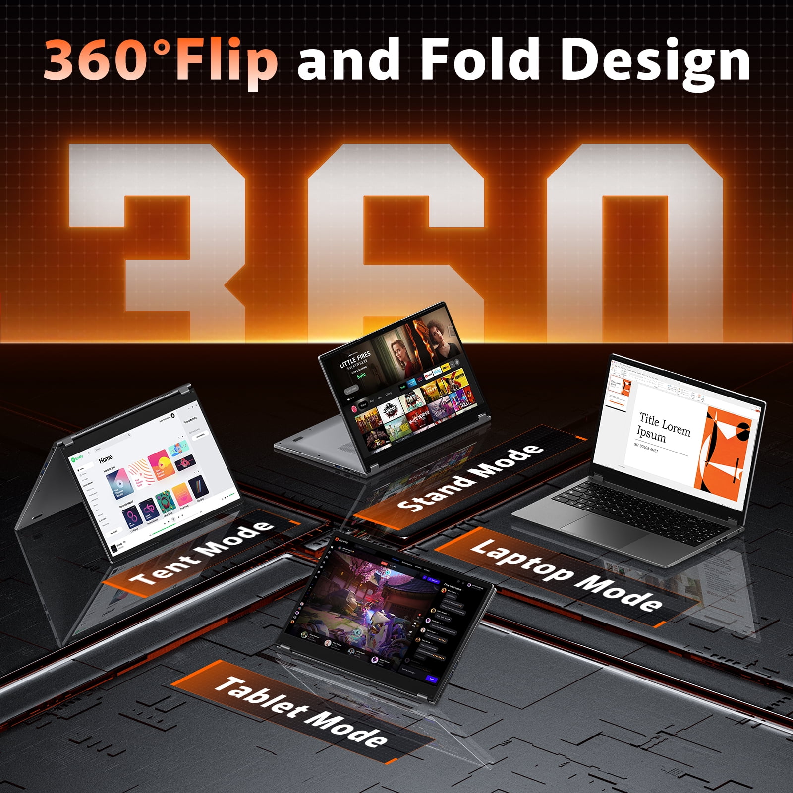 15.6" Touchscreen Gaming Laptop,AMD Ryzen 5 7430U Processor( 6C/12T,up to 4.3GHz,Beat intel Core i7-1355U),360° Foldable 2 in 1 NoteBook Computer,Windows 11 Pro,16GB RAM 512GB SSD,Full HD IPS Display