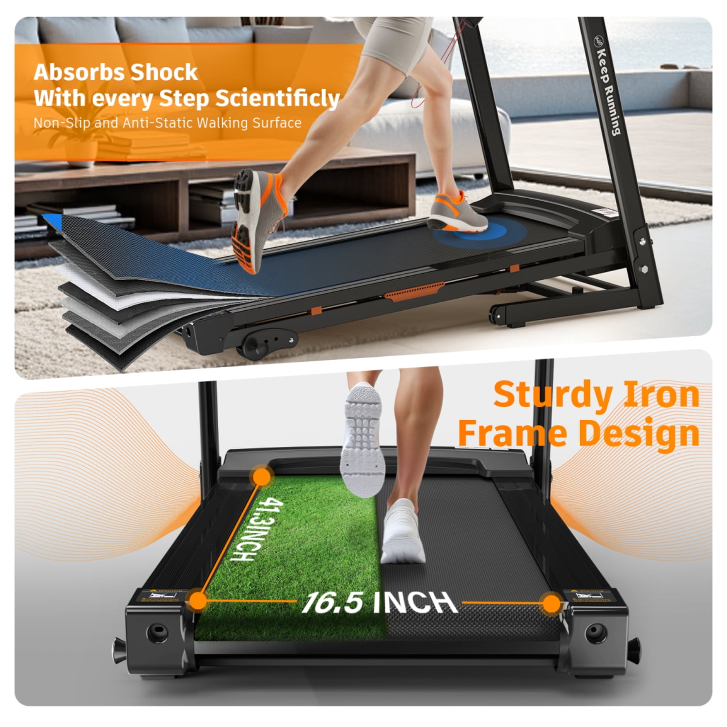 Foldable Treadmill with Incline, 3.5HP Motor, 330LB Capacity, Handrail Speed Controls, Pulse Monitor, 12 Training Programs, LED Display, APP Integration, Space-Saving Design