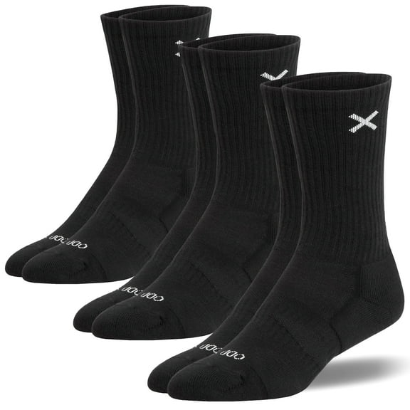 Odd Sox – Basix 3-Pack Crew Socks – Unisex Large Size – Black– Lightweight Athletic Socks for Men &