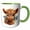 Green/White, variant on 3drose, Cute Highland Cow with Blue Butterflies Illustration, 15oz Two-tone Blue Mug