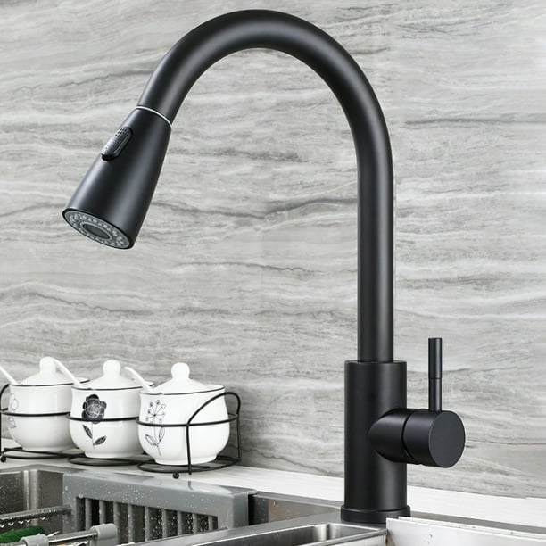 Kitchen Faucet with Sprayer, Kitchen Sink Faucet, SUS 304 Stainless Steel, High Arc Single Handle Brushed Nickel Kitchen Faucets with Pull Down ...