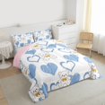 thumbnail image 3 of Feelyou Bowknot Doll Bear Bedding Comforter Set, Kawaii Love Heart Blue Twin Comforter Sets, Teens Kids Boys Girls Reversible Bedding Set, Breathable Home Decor, 2pcs, 3 of 8