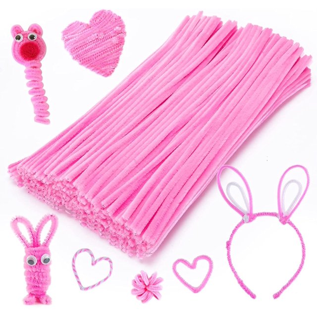 200 Piezas De Limpiapipas De Color Rosa Para Tallos De Chenilla Del Día De San Valentín Para Proyectos De Manualidades Creativas Y Decoraciones De San Valentín (6 Mm X 12 Pulgadas)