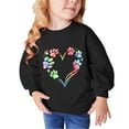 thumbnail image 4 of Baby Toddler Girls Long Sleeve Blouse Long Sleeve Hooded Blouse Fall and Winter Middle Big Girls Boys Heart Print Long Sleeve Top Sweater Black 5-6 Years, 4 of 4