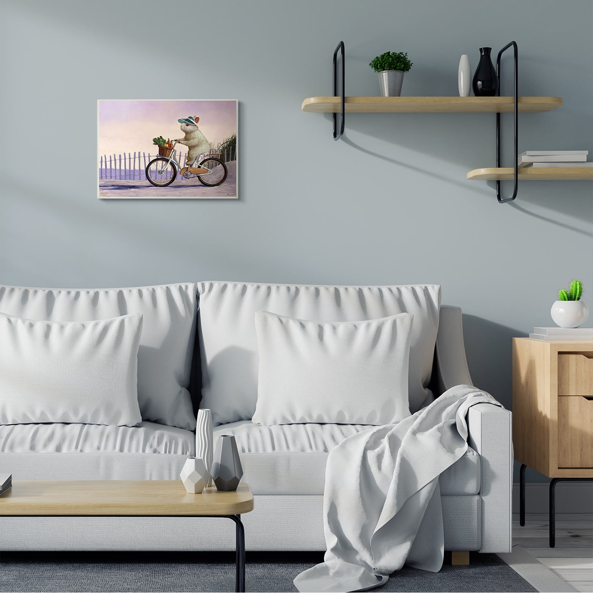Stupell Industries Bunny Rabbit on Bike by Nautical Beach,13 x 19,Designed by Lucia Heffernan