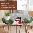 thumbnail image 4 of Grey Christmas Round Tablecloth, Fitted Table Cover with Elastic for 55"-60" Round Tables, Xmas Tree Snowflake Winter Gifts Table Cloth Outdoor Indoor Dinning Party Waterproof Tablecloths, 4 of 7