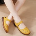 thumbnail image 7 of Miluxas Womens Wedges Flats Shoes, Breathable Solid Color Comfort Round Toe Low Heel Slip-on Light Weight Walking Shoes Yellow 9(42), 7 of 7