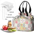 thumbnail image 4 of Pioneer Flower Floral Print Pattern Drawstring Lunch Bag Women - Drawstring Lunch Bag Insulated for Work Office - Stain-Resistant Large Lunchbags for Women with Multi-Pockets, 4 of 6