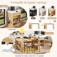 thumbnail image 4 of Table à Manger Extensible avec Plateau Pliant, Îlot de Rangement de Cuisine de 57,7 Pouces Table de Bar avec Roues et Crochets, 2 Tiroirs et Prise de Courant, Buffet Moderne avec Tablettes Ajustables et Étagères Ouvertes, Naturel, 4 of 8