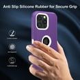 thumbnail image 6 of Xhy for iPhone 15 Case with Privacy Screen Protector and Belt Clip Holster Military Grade Heavy Duty Protection 3 in 1 Shockproof Armor Rugged Durable iPhone 15 6.1 inch 2023 Phone - Purple+White, 6 of 10