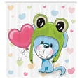 thumbnail image 2 of Ambesonne Cartoon Shower Curtain, Puppy Dog in Frog Hat, 69"Wx75"L, Blue Pink Green, 2 of 4
