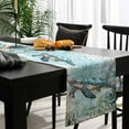 thumbnail image 4 of Sea Turtle Coastal Cotton Linen Small Table Runner 13 x 48 inch Vintage Teal Nautical Beach Botanical Non-slip Rectangular Dining Table Decor for Wedding Party Holiday Dinner, 4 of 8