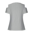 thumbnail image 4 of Wuxian Women Tops Casual Shirts Short Sleeve Off The Shoulder Solid Color Deep V-Neck Loose Fit Hollow Out Fashionable T Shirt Summer Comfort Breathable Relaxed Blouse,Grey,XXL, 4 of 4