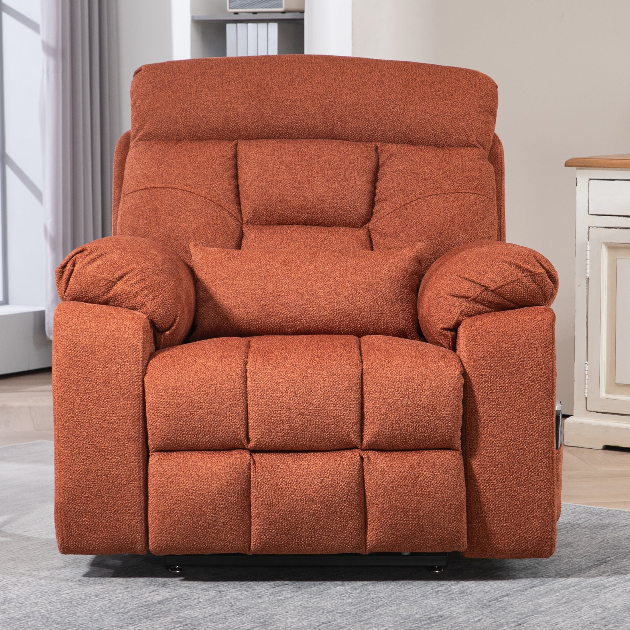 SYNGAR Power Lift Recliner Chair for the Elderly, Oversized Recliner with Massage and Heat, 2 Hidden Cup Holders, Side Pockets, 26" Width of Seat, 4 Motor, Reclining Chair, Rose