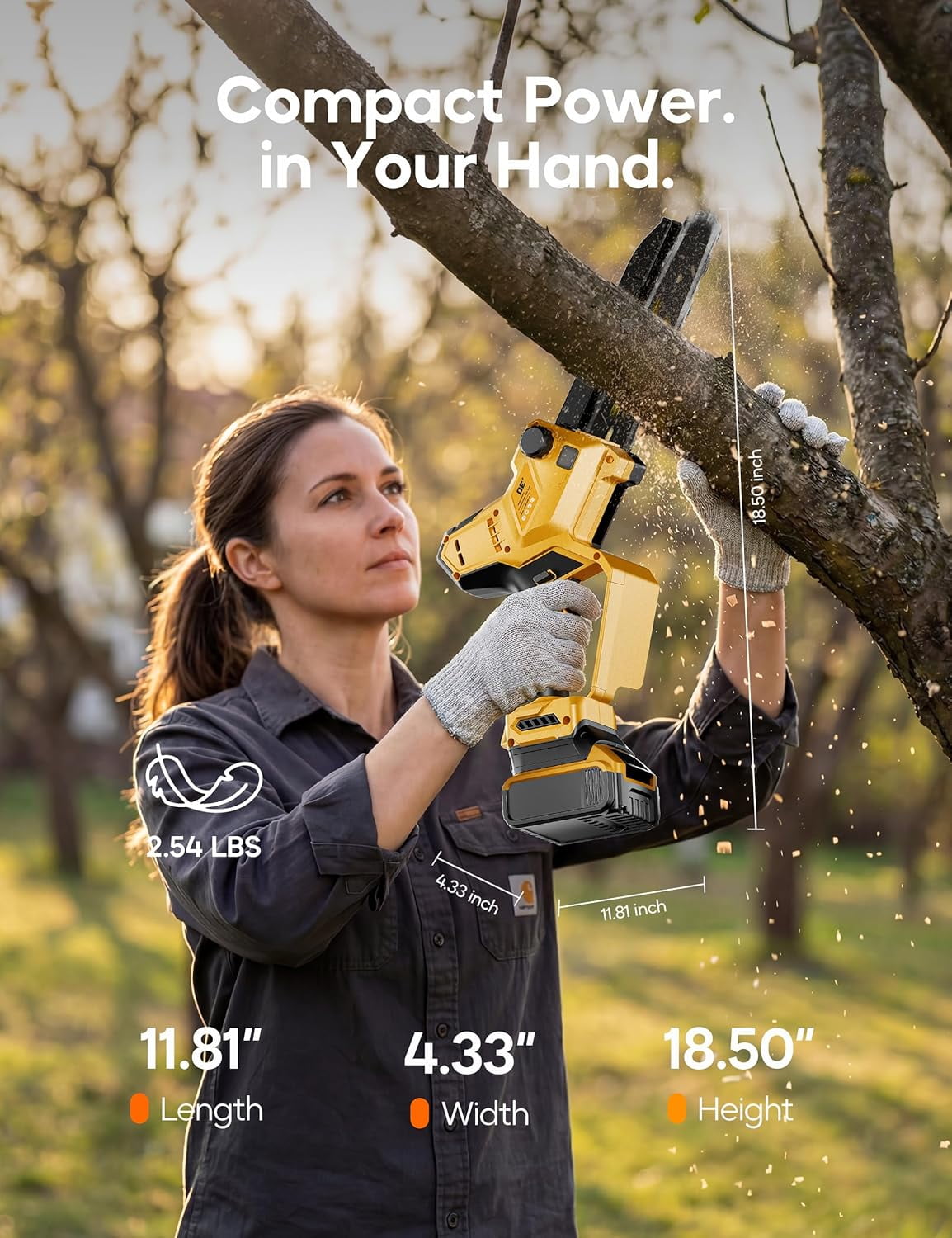 8" Cordless Mini Chainsaw, for DeWalt 20V Max Battery, Brushless Chainsaw for Tree Trimming Wood Cutting, Handheld Electric Power Chain Saw with Auto Oiler, Auto-Tension(Bare Tool Only)