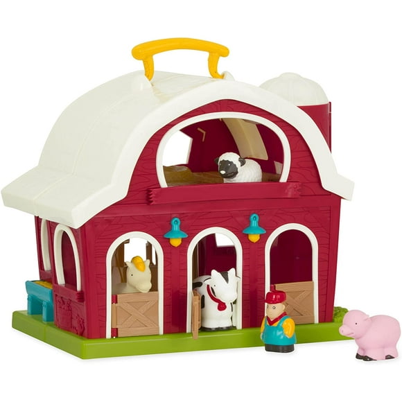 IGUOHAO – Big Red Barn – Animal Farm Playset for Toddlers 18M+ (6Piece), Dark Red, 13.5" Large x 9" W x 12" H Big Red Barn -