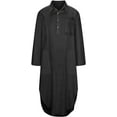 thumbnail image 5 of Womens Casual Loose Cotton Linen Long Shirt Dress Lapel Button Cuffed Sleeve Side Split Dresses with Pockets, 5 of 13