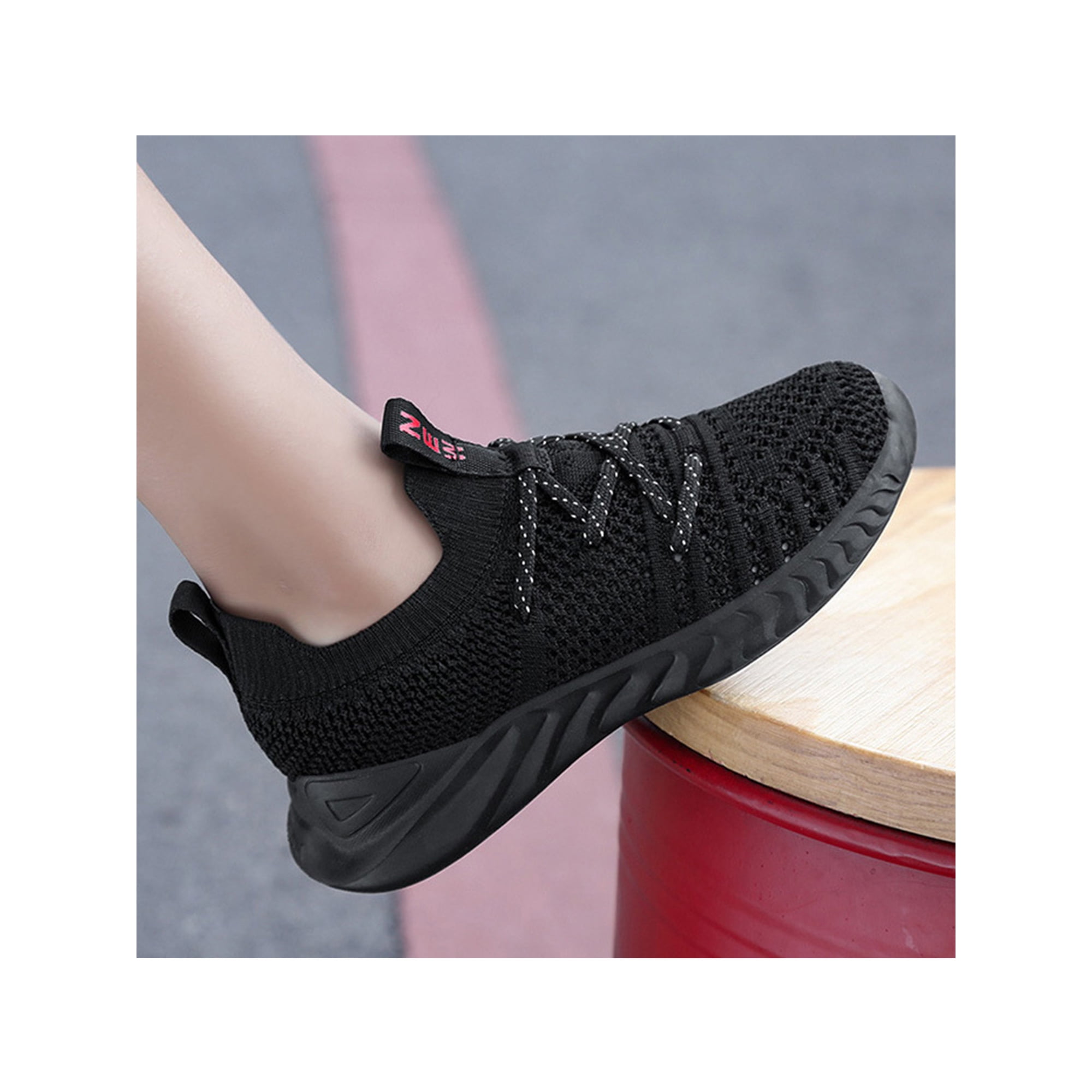 Woobling Kids Breathable Slip On Sneakers Sports Athletic Anti Slip Running Shoe Boys Fashion Walking Black 4.5y Black 4.5y