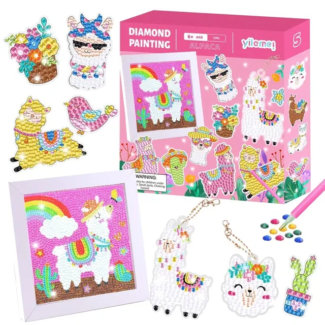 Children's Artificial Diamond Painting, Alpaca Series, DIY Sticker Pendant, Including A Picture Frame Gong Bohan unisex