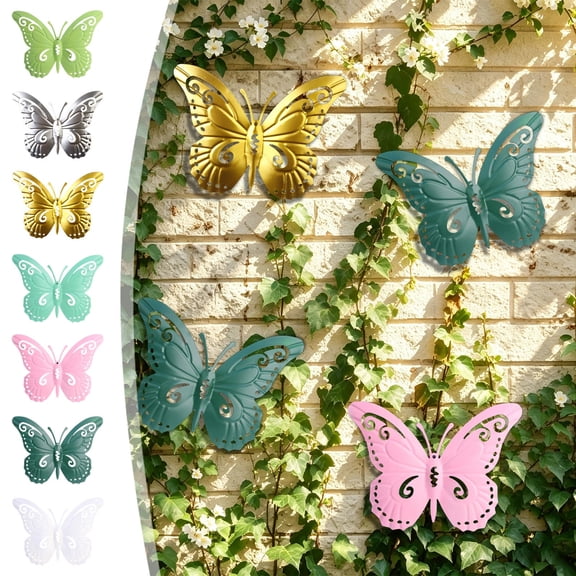 Beautynvta Metal Butterfly Wall Decor, 9.45'' Outdoor Fence Wall Art Decor, Hanging Decoration for Indoor or Outdoor, Yard Patio Fence Garden Decorations, 1pc