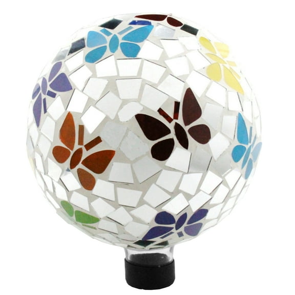 Very Cool Stuff Butterfly Tile Gazing Globe, 10 inches - Handcrafted Mosaic Glass Décor with Hanging Chain for Garden, Patio & Home