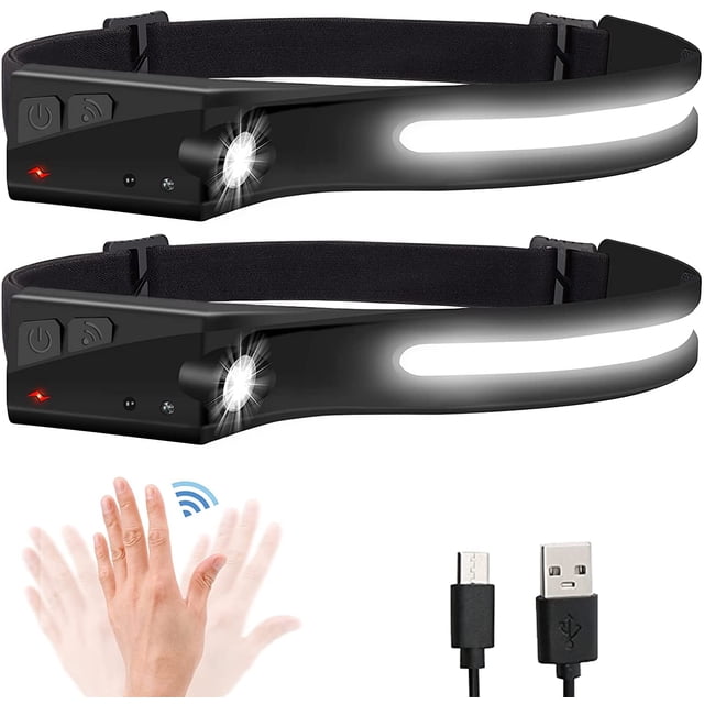 Linterna frontal EGUKU recargable de 1200 lúmenes, paquete de 2