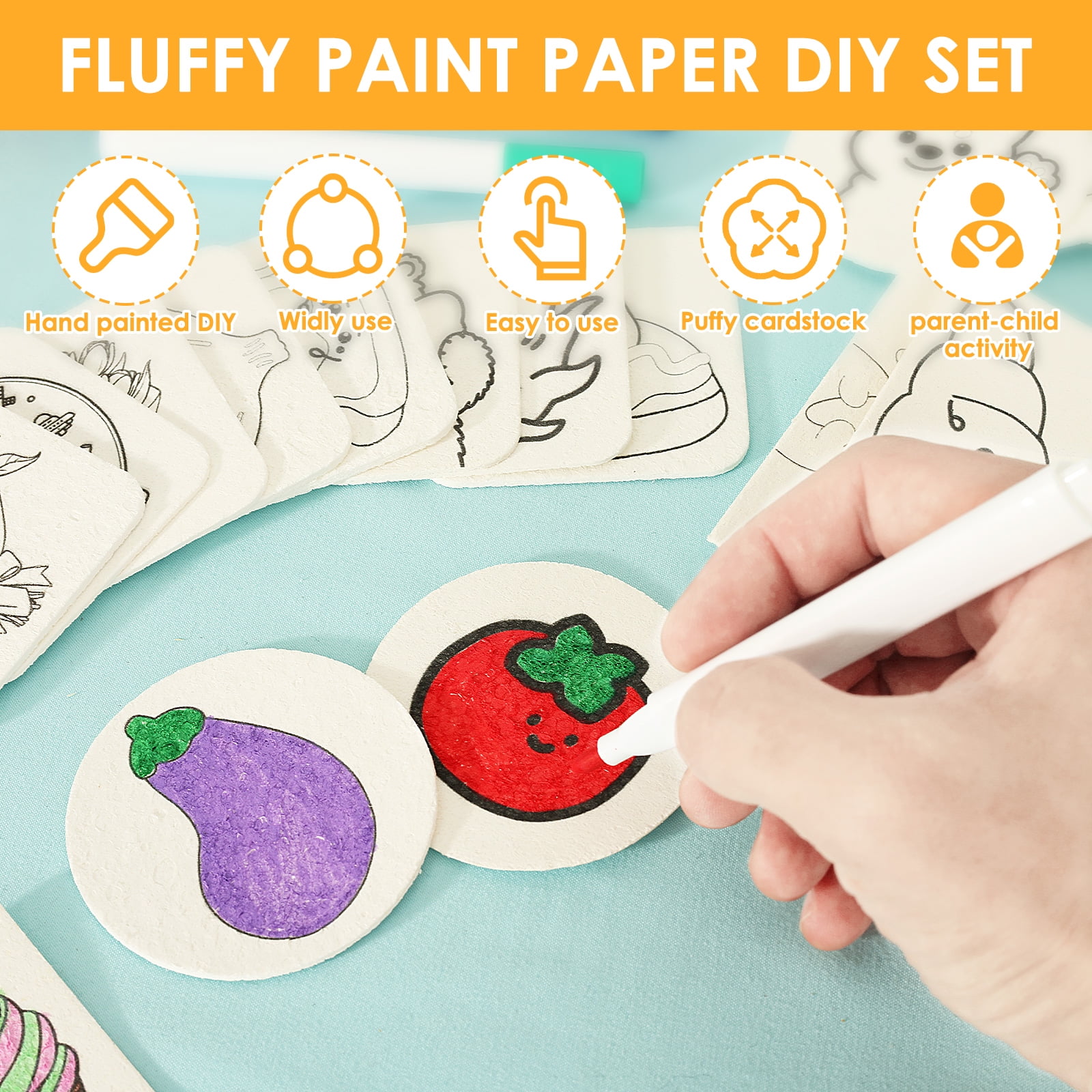 LINFANG 37Pcs Magic Foam Texture Painting Kit Creative 3D Drawing Magic Puffy Paint Kit Safe DIY Drawing Texture Art Supplies Set with Water Brush for Kids Adults