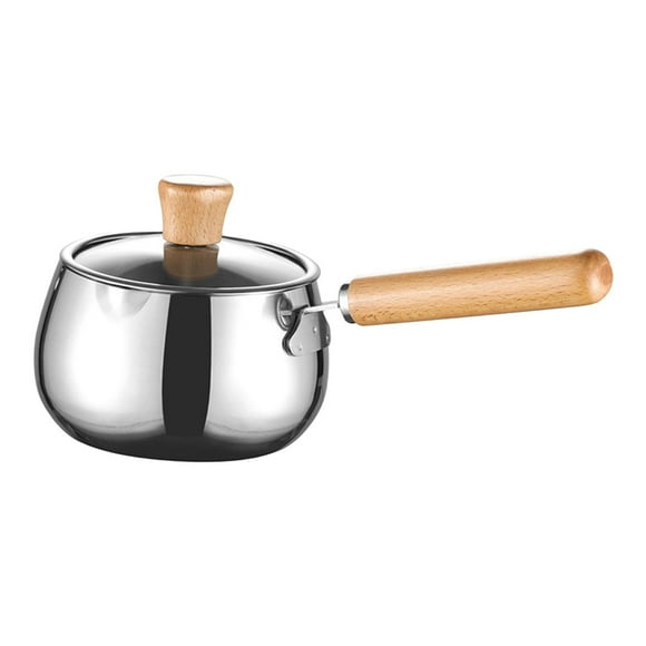 veasfak Stainless Steel Milk Pan Soup Pot with Lid Pasta Pot Universal Nonstick Saucepan wood