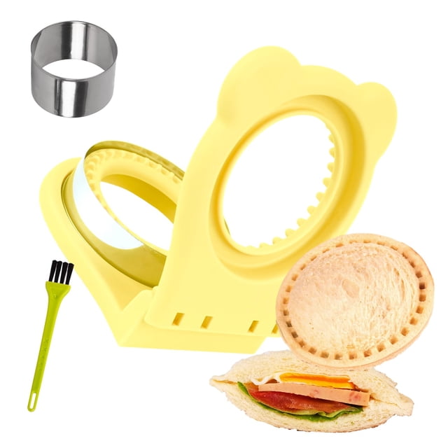 LEPCY Cortador y sellador redondo amarillo para sándwiches sin corteza