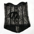 thumbnail image 4 of Corset Tops for Women Floral Lace Corset Bustier Plus Size Overbust Corset Beige M, 4 of 5