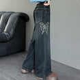 thumbnail image 5 of GZEFJRQM Wide Leg Jeans for Girls Elastic Waist Straight Denim Pants Teens Cute Cotton Fall Clothes for Kids Streetwear Trendy Y2K Loose Fit Denim Trousers, 5 of 8