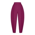 thumbnail image 6 of CFLVAEK Cotton Linen Lantern Pants for Women with Pockets Casual Elastic High Waisted Baggy Pant Solid Color Wide Leg Summer Lounge Trousers 2025 Wine XXL, 6 of 7