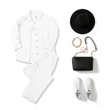 Kelon Women Summer Cotton Linen Long Sets 2 Piece Long Top Lounge Beach Vacation Two Piece Outfits 4XL