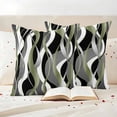 thumbnail image 3 of Sage Green Stripe Outdoor Waterproof Pillow Covers, Grey White Geometric Modern Abstract Decorative Square Throw Pillowcase Sofa Cushion Sham for Patio/Couch/Chair, 20"x20" 2 Pack, 3 of 8