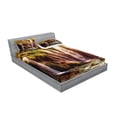 thumbnail image 2 of Ambesonne Nature Fitted Sheet & Pillow Sham Set, Waterfall Forest Trees, Full, Green and Brown, 2 of 2