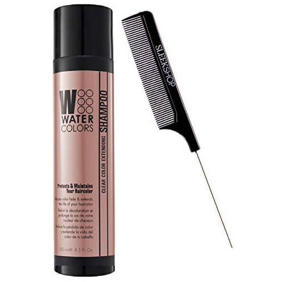 Watercolors by Tressa Color Depositing Sulfate-Free Shampoo, Haircolor (w/Sleek Comb) Water Colors Hair Dye Maintenance Wash (Clear - Color Extending) - 8.5 oz) (PACK OF 2)