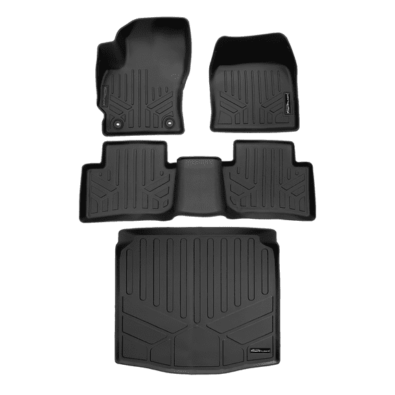 SMARTLINER Custom Fit All Weather 2 Row Floor Mats & Cargo Liner Set Black Compatible With 2022-2023 Toyota Corolla Cross (Only Fits All Wheel Drive Models)
